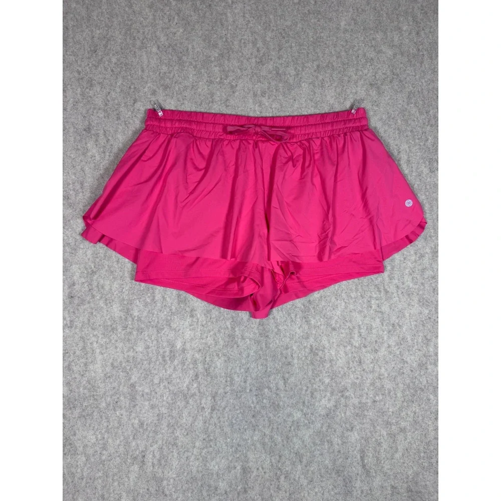 k264. Womens 2-in-1 Running Shorts Hot Pink Layered Athletic Gym Shorts Size M